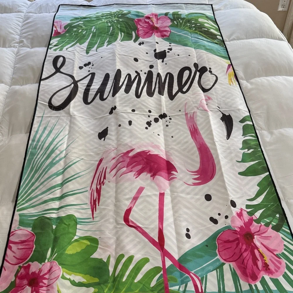 Tropical Flamingo Summer Microfiber Beach Towel